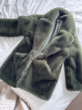 Zara Olive Green Teddy Coat